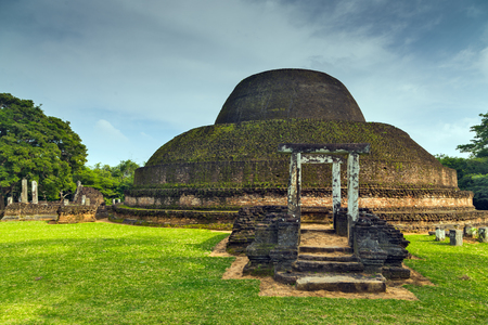 Ancient ruins stupa of Polonnaruwa remains as the royal ancient city of the capital city by Kingdom of Polonnaruwa of Ceylon, Sri Lanka.の写真素材