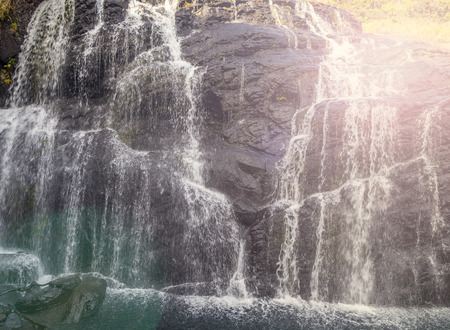 , vintage nature background, Baker's Falls is a famous waterfalls is 20 metres in Sri Lanka. Horton Plains National Park, Sri Lankaの写真素材