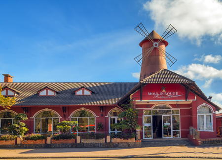 DA LAT - FEB 02: The Moulin Rouge Restaurant on February 02, 2015 in Da Lat, Vietnam, Lam Dong Province. Moulin Rouge is a famous cabaret Restaurant Saigon Dalat Hotel.のeditorial素材