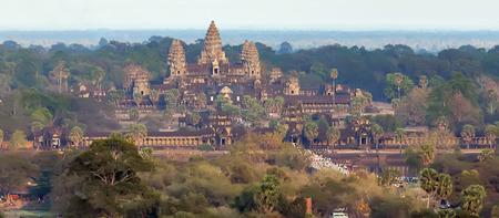 Cambodian landmark Angkor Wat, Asia. Siem Reap, Ancient Khmer architecture in jungle.の写真素材