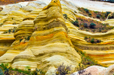 volcanic rocks in Turkey, textur background limestone sandstone of Cappadociaの写真素材