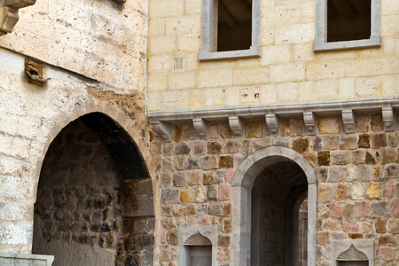 hotels for tourists Goreme National Park and the Rock Sites of Cappadocia, Anatolia, Turkey. Volcanic mountain landscape.の写真素材