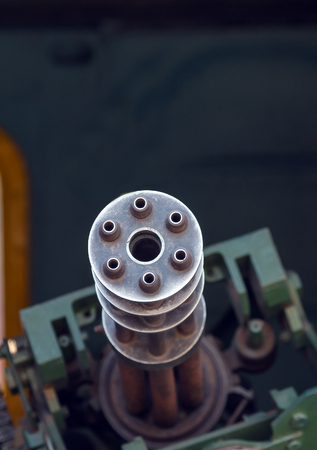 The M134 Minigun six-barrel rotary machine gun with a high rate of fire in the door helicopter.