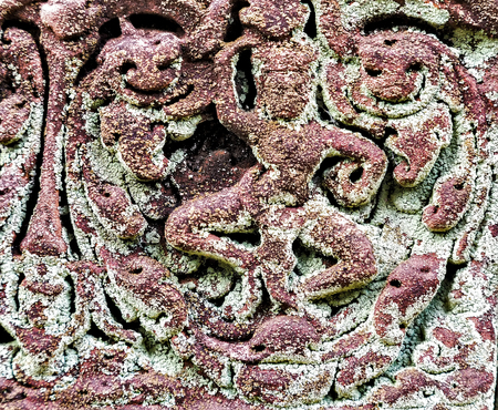 Dancing Apsara Decoration Stone Carving on the wall of Angkor wat, Seam Reap, Cambodiaの写真素材