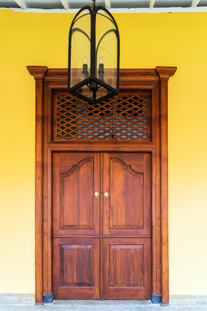 Old wooden brown house Doors Wood plank texture backgroundの写真素材