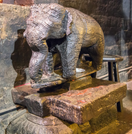 sculpture elephant Po Ngar Cham Towers in Nha Trang, Vietnam. Ancient Khmer architecture.の写真素材