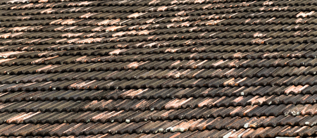 Clay roof old tiles ceramic background exterior