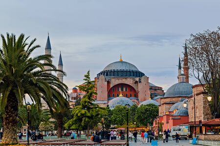 Fatih, ISTANBUL â€“ April 30, 2014: Hagia Sophia view from park at the Sultanahmet area....