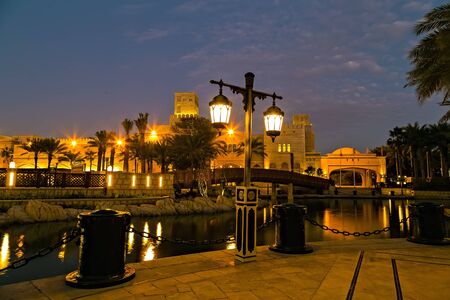 Jumeirah, Dubai, UAE, January 26, 2016: Night life Dubai Light Illumination.のeditorial素材
