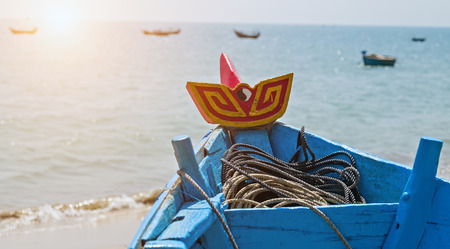 Traditional Vietnamese colorful fishing boats fishing villageの写真素材