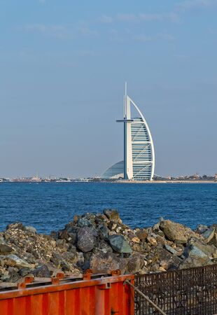 DUBAI, UAE - January 26, 2016: Burj Al Arab hotel on Jumeirah Persian Gulf in Dubaiのeditorial素材