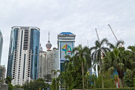 Kuala Lumpur, Malaysia - February 20, 2015: Frame building architecture city panoramic view skyline. Kuala Lumpur (KL) capital of Malaysia.のeditorial素材