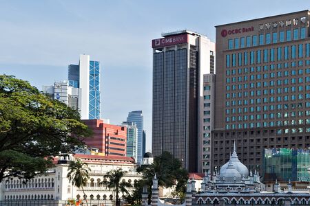 Kuala Lumpur, Malaysia - February 20, 2015: Frame building architecture city panoramic view skyline. Kuala Lumpur (KL) capital of Malaysia.のeditorial素材