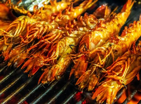 prawn or tiger shrimp grilling steamed barbecue Cooking bbq Food Backgroundの写真素材