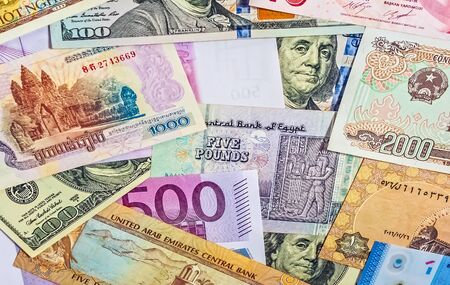 Different foreign currency luxury backround banknote money concept investment