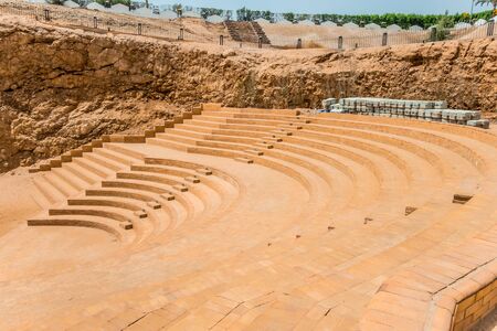 Beautiful Amphitheater ancient scene landscape. Palm trees at tropical coast staircase amphitheater. Travels. Vacation.の写真素材