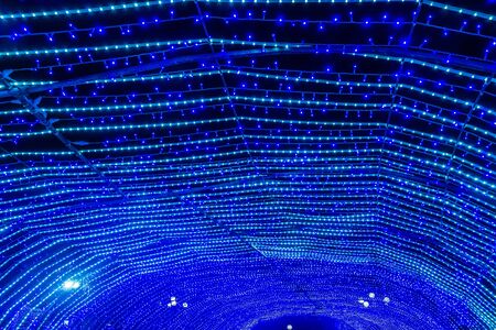 Blue illumination design decoration festoon light bulb New Year's neon blue garland background