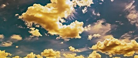 Nature background weather Fluffy Clouds Blue Sky. Background overcast. Oil Paint filterの写真素材