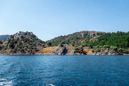 Adventures and travel concept. Scenic landscape. Seascape on Zakynthos island in Greece