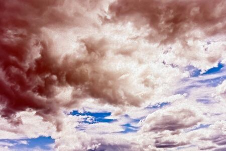 fluffy white cloud in blue sky background Nature. Oil Paint filter