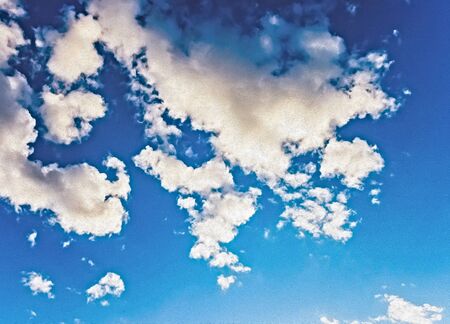 dramatic large fluffy cloud weather in stormy sky nature background. Oil Paint filterの写真素材