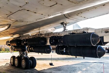 Aerial bomb from various views wing of bomber long range aviation