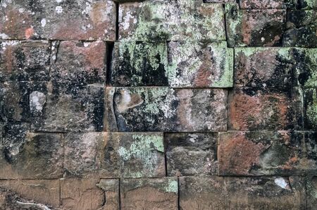 Prasat Krahom Hindu Temple in Koh Ker. Archaeological Landscape of Koh Ker, Northwest Cambodia. Moss...