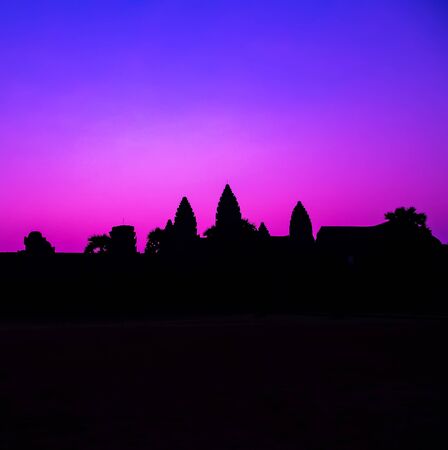 Panorama Mist sunrise tropical Angkor wat Siem Reap in Cambodia.の写真素材