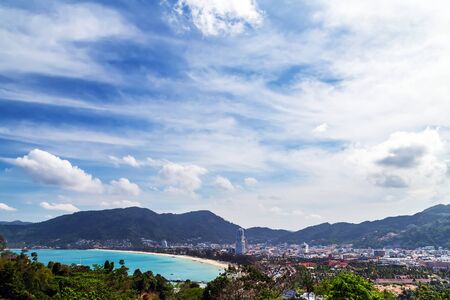 summer phuket thailand blue sky white cloud in Summer day at Phuket Seaの写真素材