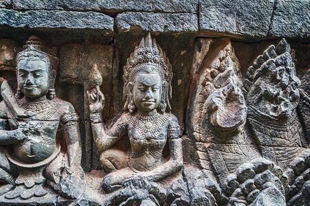 Bas reliefs statue in temple Siem Reap, Cambodiaの写真素材