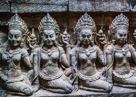 Apsara Bas Relief at Angkor Wat Temple, Siem Reapの写真素材