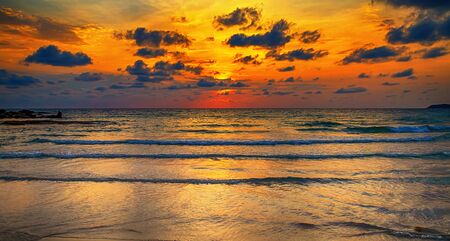 sunrise/sunset golden sky atlantic ocean in Dominican