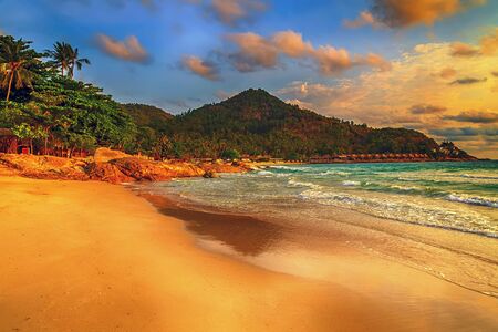 Panorama Sunrise Mountains jungle Sunset water landscape