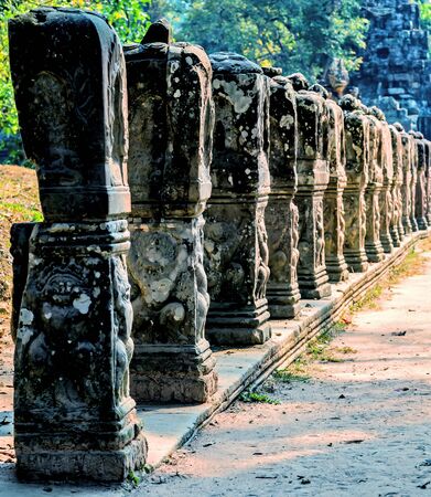 Preah Khan "Royal Sword" temple frame - Angkor Wat complex, Siem Reap, Cambodia (Kampuchea).の写真素材