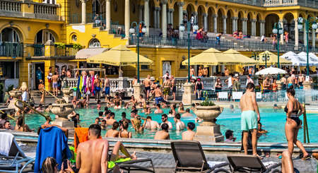 Szechenyi Thermal baths outdoor In Budapest, Hungary. Szechenyi Spa. August 24, 2019のeditorial素材