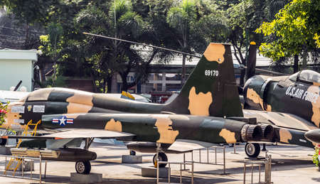 Ho Chi Minh City, Vietnam - JANUARY 25, 2015: The War Remnants Museum Saigon military aircraft fighter collection US AIR FORCE in Vietnam War.のeditorial素材