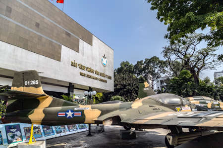 Ho Chi Minh City, Vietnam - JANUARY 25, 2015: The War Remnants Museum Saigon military aircraft fighter collection United States in Vietnam War.のeditorial素材