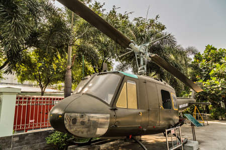 Ho Chi Minh City, Vietnam - JANUARY 25, 2015: The War Remnants Museum Saigon military aircraft helicopter US AIR FORCE in Vietnam War.のeditorial素材