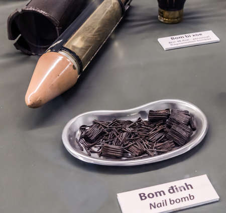 Ho Chi Minh City, Vietnam - JANUARY 25, 2015: A view shows the Nail bomb War Remnants Museum...
