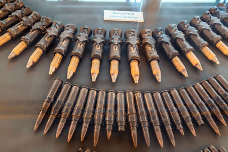 Ho Chi Minh City, Vietnam - JANUARY 25, 2015: A view shows bullets War Remnants Museum Exhibitions Military Collection Vietnam War.のeditorial素材