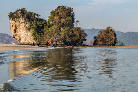 Thai traditional wooden longtail boat on Ao Nang, Krabi province, Andaman Sea, Phuket Thailand...