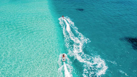 Aerial view of Maldives island Jet Ski, Tropical Ocean. summer vacation.の写真素材