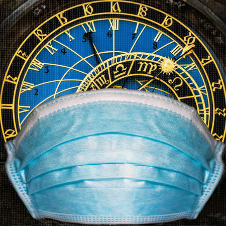 Prague emergency lockdown face mask Virus COVID Czech Republic Europe.の写真素材