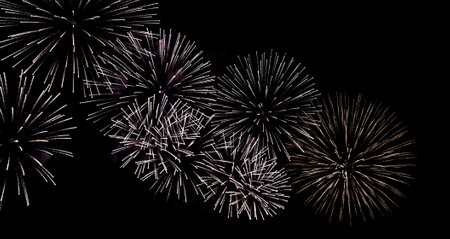 Firework new year sky party abstract bokeh night background for holidays New Year, Christmas and presentationの写真素材