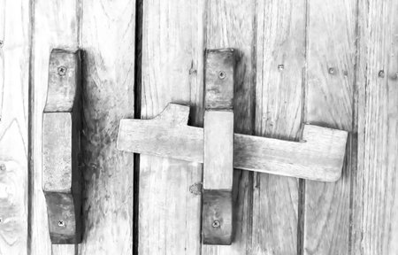 White painted wooden door on a light background washed woodの写真素材