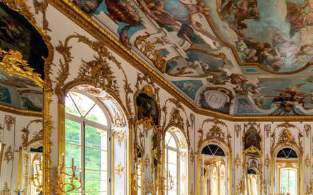 Tsarskoye Selo Pushkin. St. Petersburg. RUSSIA - June 3, 2014: Hermitage Pavilion Interior ceremonial hallのeditorial素材