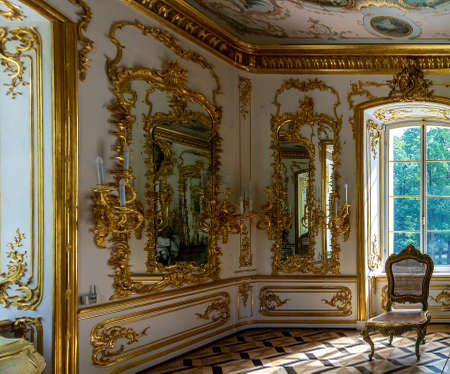 Hermitage Pavilion Interior ceremonial hall - Tsarskoye Selo Pushkin. St. Petersburg. RUSSIA, June 3, 2014のeditorial素材