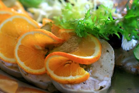 image from food series: cold cooked meat to sandwiches of the orange and lettuceの写真素材