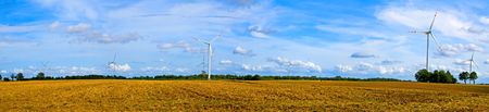 landscape series: panorama of wind turbinesの写真素材