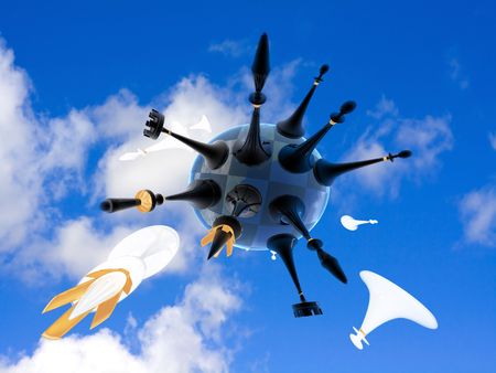 3d render series: chess global war on earth against the sky